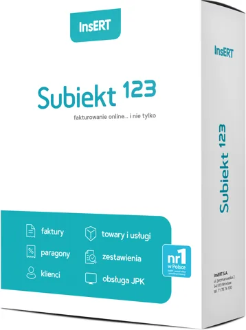 Subiekt 123 - pudełko produktu InsERT